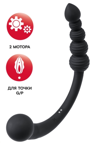 Вибратор ToyFa Black &amp; Red двусторонний